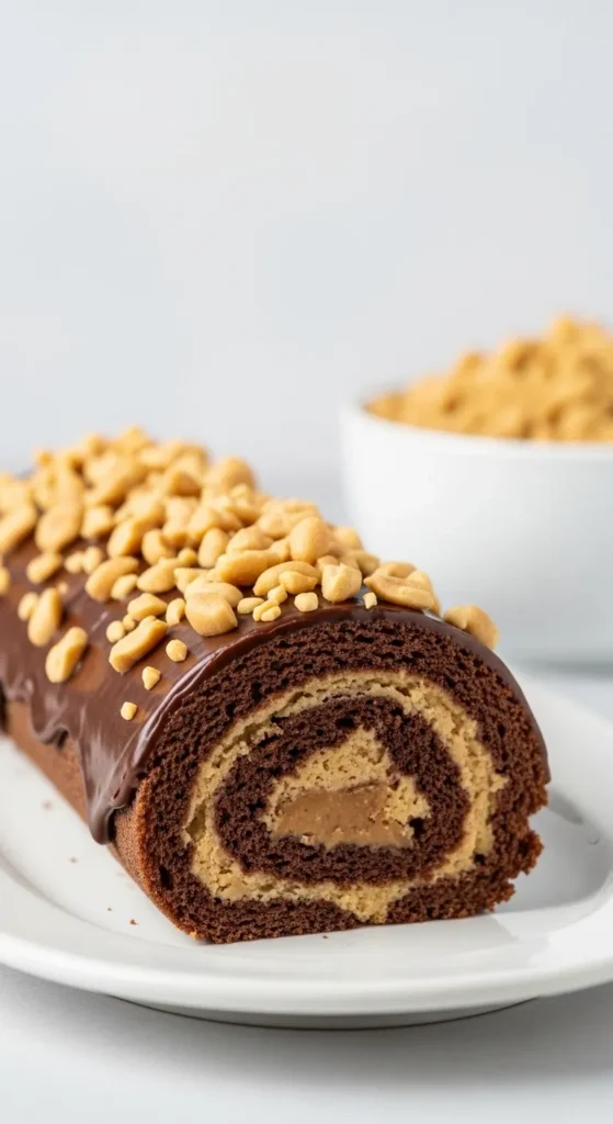 Chocolate Peanut Butter Roll Cake Recipe