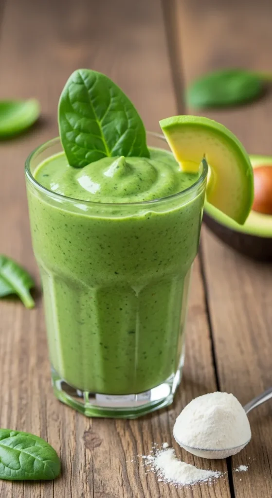 Green Spinach Avocado Protein Smoothie Recipe