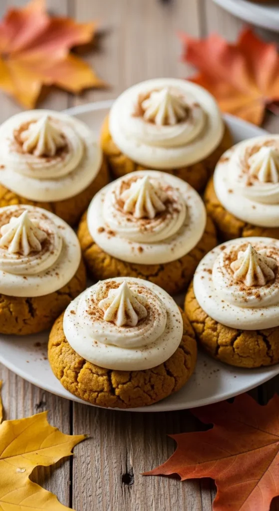 Pumpkin Cookies With Cream Cheese Frosting