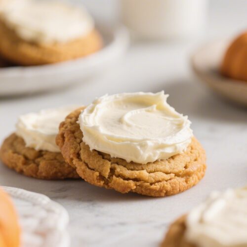 Pumpkin Cookies With Cream Cheese Frosting