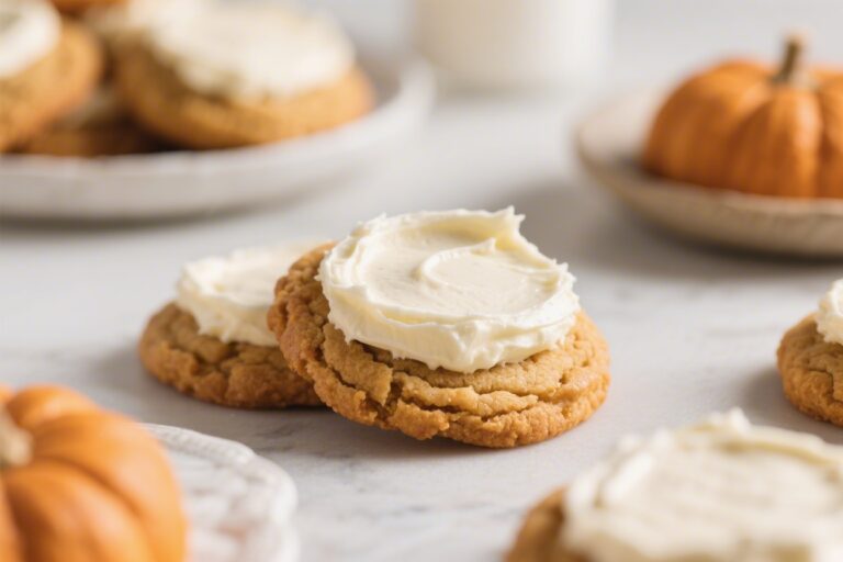 Pumpkin Cookies With Cream Cheese Frosting