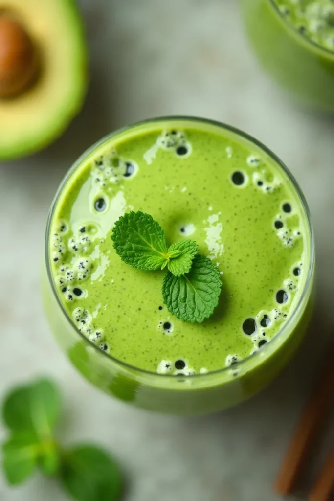 Avocado Mint Cream Green Smoothie Recipe