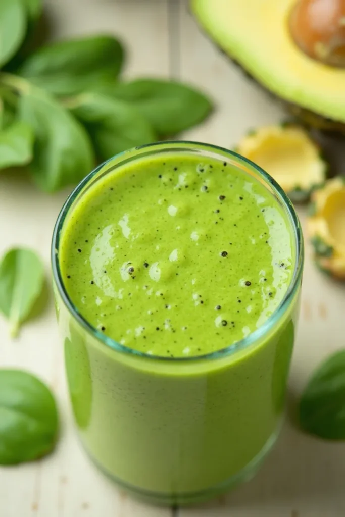 Creamy Avocado Pineapple Spinach Green Smoothie