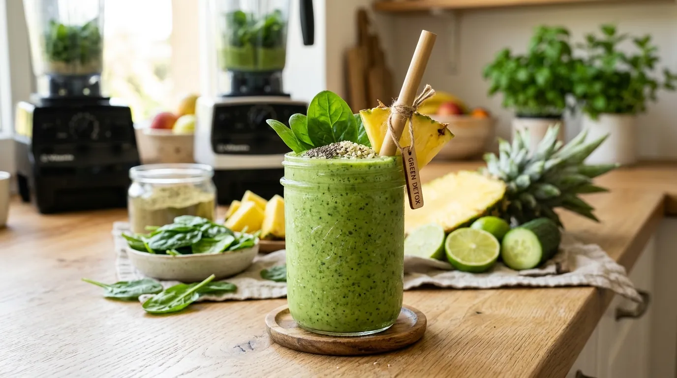 Green Detox Smoothie with Spinach and Pineapple