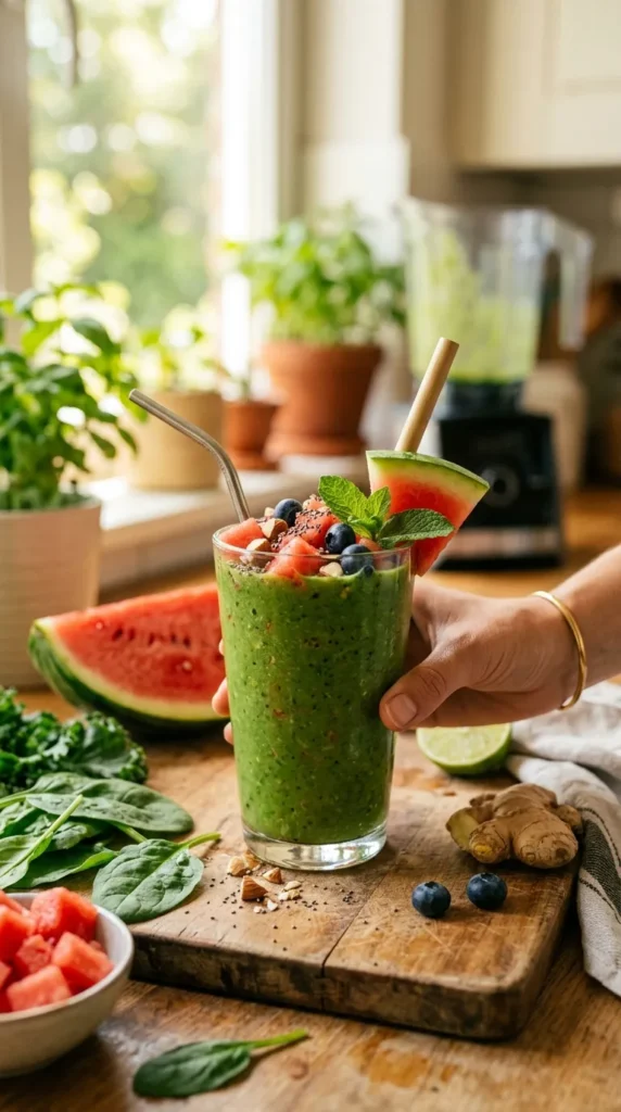Green Immunity Smoothie with Watermelon