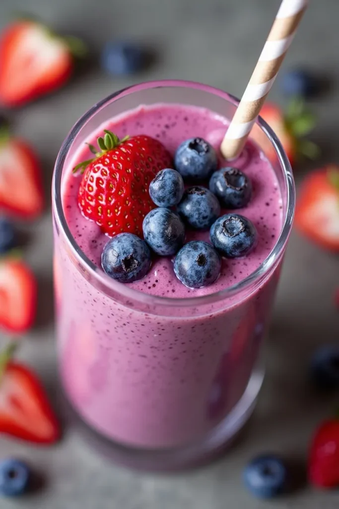 How to Make a Berry Antioxidant Smoothie with Blueberries, Strawberries, and Yogurt