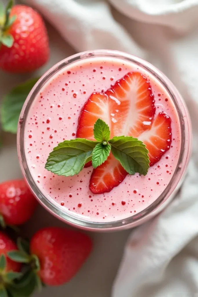 Strawberry Basil Greek Yogurt Smoothie