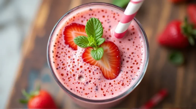 Strawberry Basil Greek Yogurt Smoothie