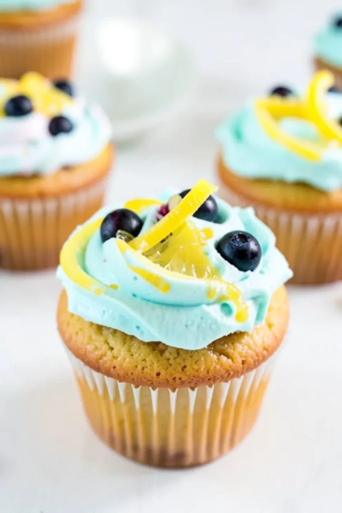 Summer Cupcakes with Lemon Blueberry Frosting
