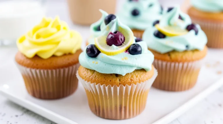 Summer Cupcakes with Lemon Blueberry Frosting