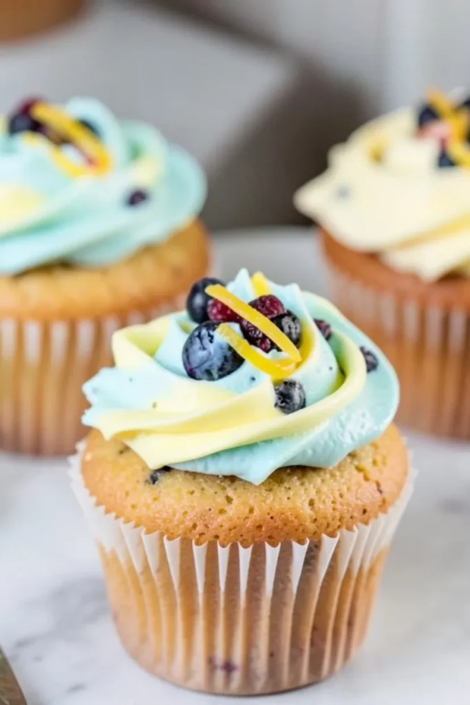 Summer Cupcakes with Lemon Blueberry Frosting