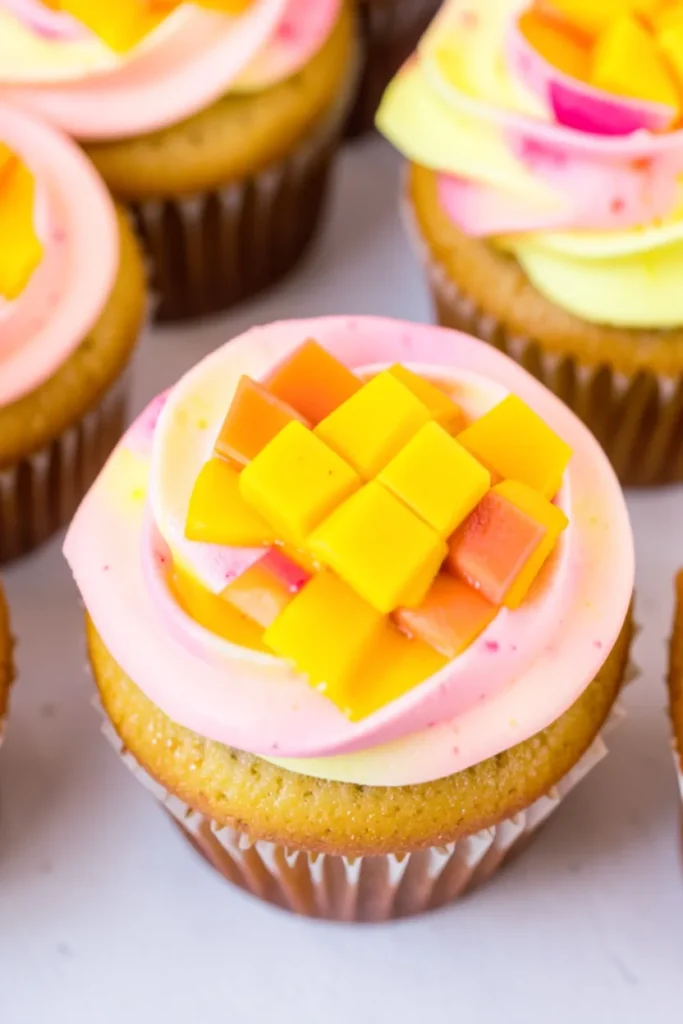 Summer Cupcakes with Mango Passion Fruit Frosting