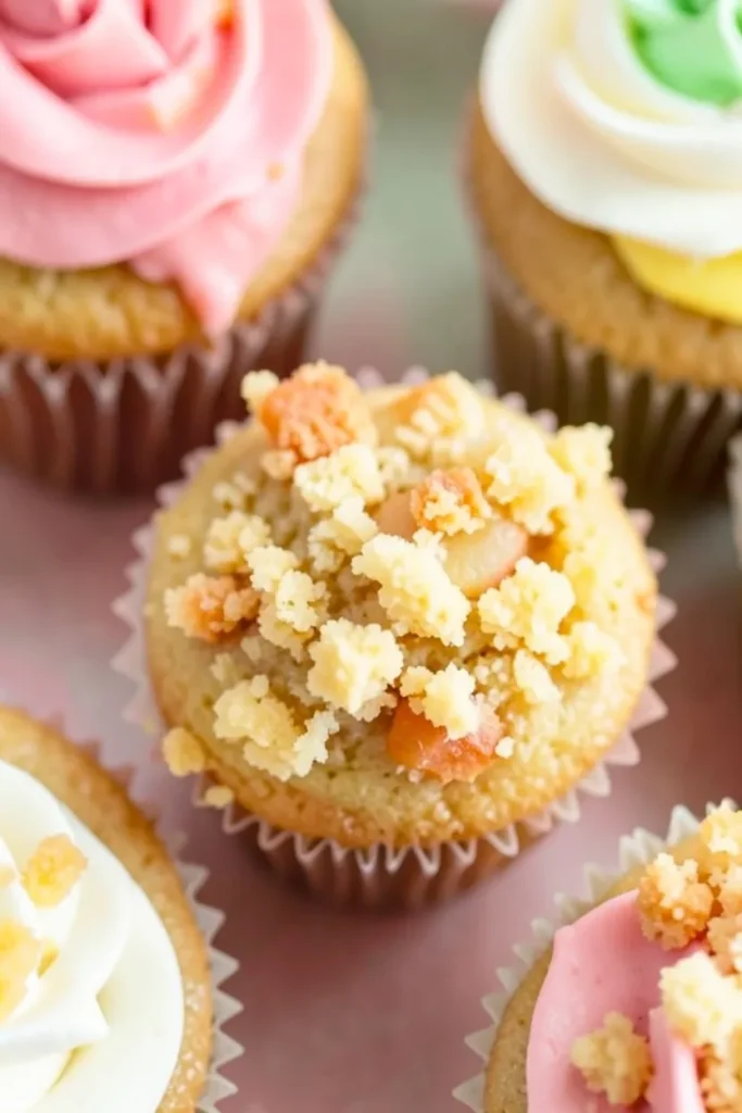Summer Cupcakes with Peach Cobbler Crumble