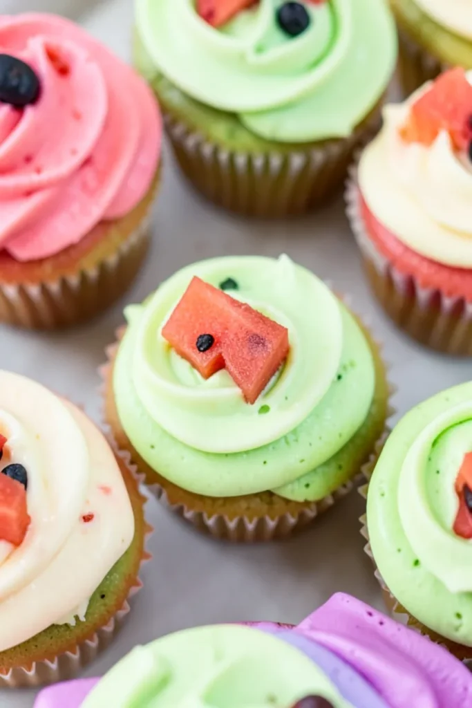 Summer Cupcakes with Watermelon Lime Buttercream