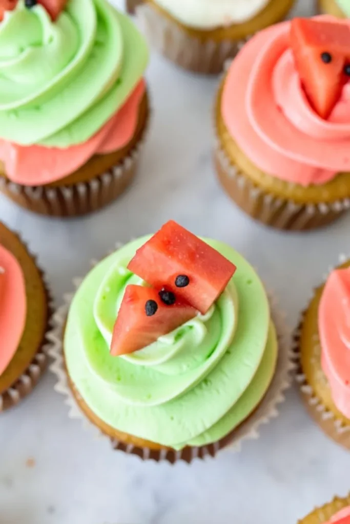 Summer Cupcakes with Watermelon Lime Buttercream