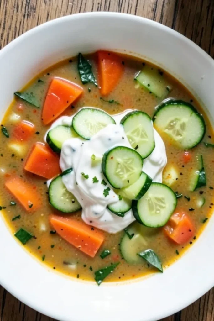 Summer Soup with Chilled Cucumber Yogurt