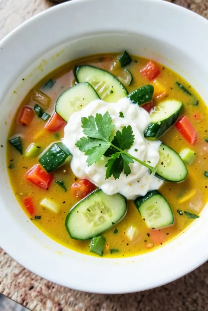 Summer Soup with Chilled Cucumber Yogurt