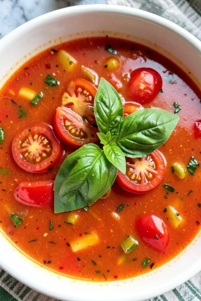 Summer Soup with Fresh Tomato Basil