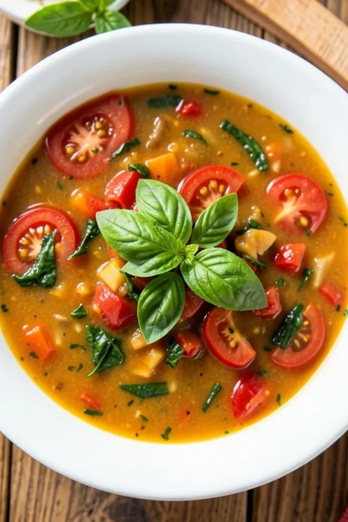 Summer Soup with Fresh Tomato Basil