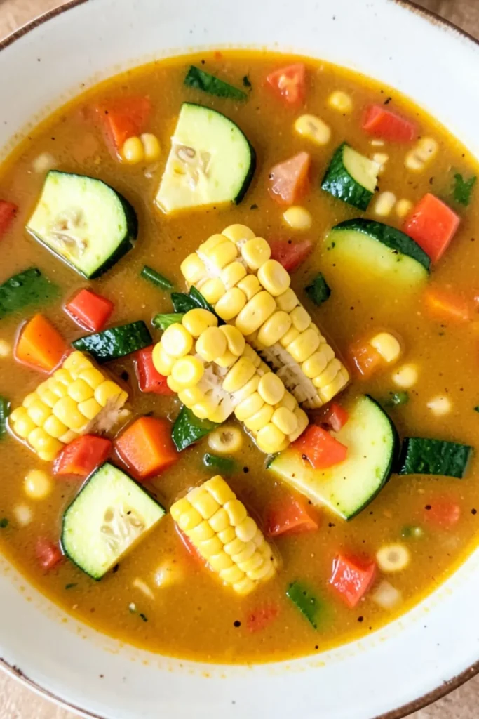 Summer Soup with Sweet Corn and Zucchini