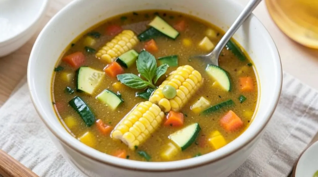 Summer Soup with Sweet Corn and Zucchini