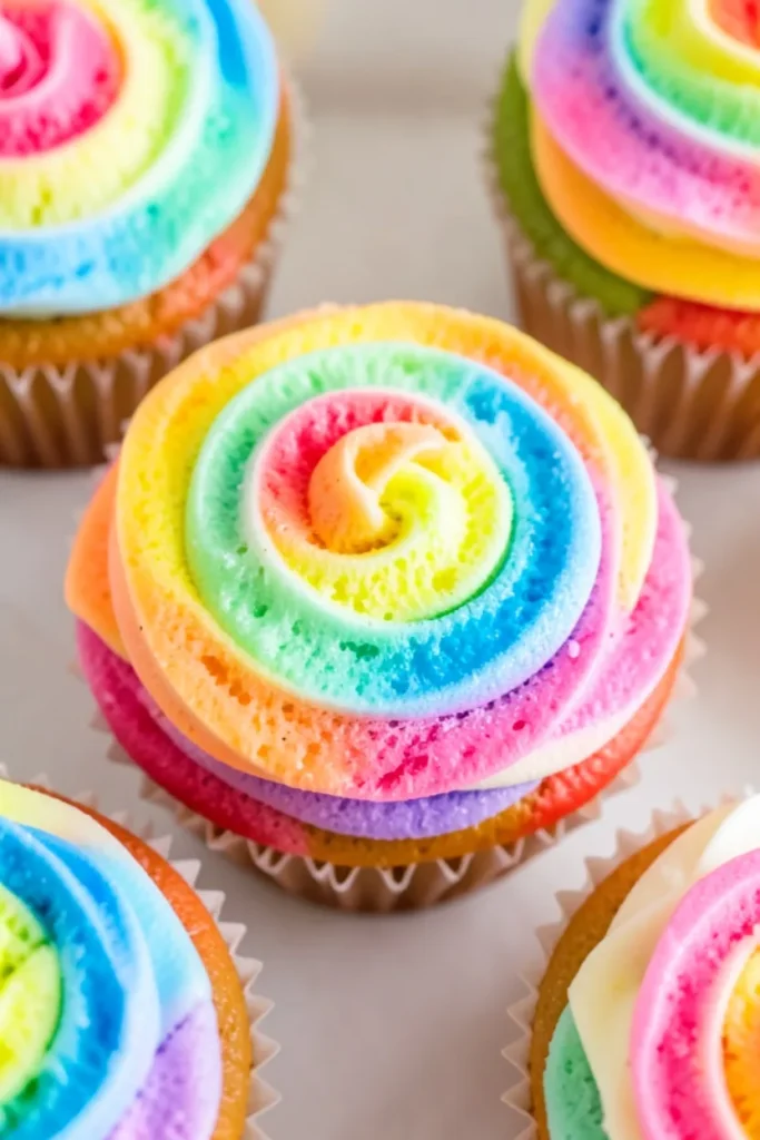 Whimsy Food Rainbow Cotton Candy Cupcakes