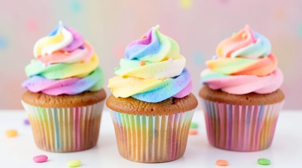Whimsy Food Rainbow Cotton Candy Cupcakes