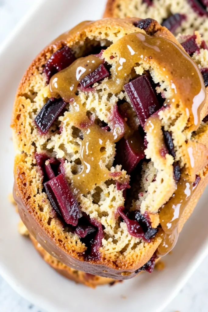 Rhubarb Bread with Cinnamon Glaze