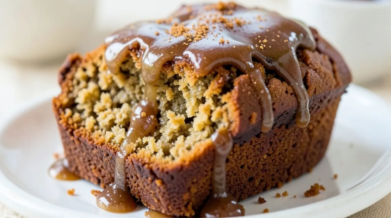 Rhubarb Bread with Cinnamon Glaze